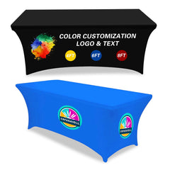 Generic Custom Table Cloth Cover with Business Logo Text logo customization example