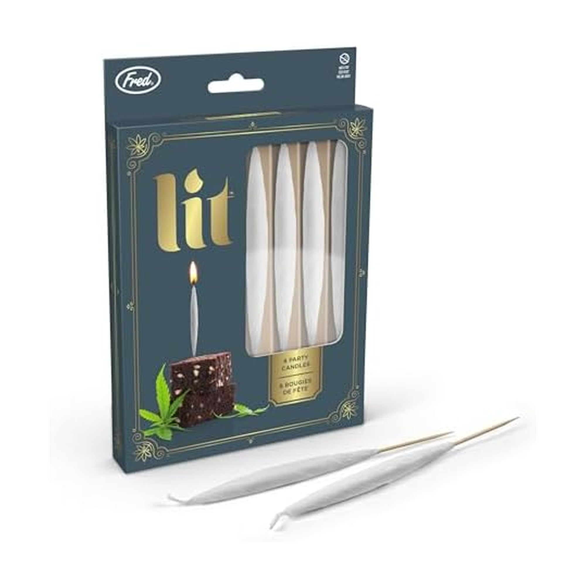 Genuine Fred LIT Party Candles 8-pack on cake