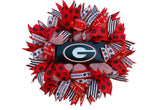 Georgia Mesh door wreath for exterior door with red and black ribbons