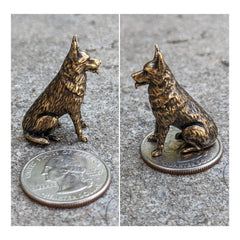 Solid brass German Shepherd miniature sculpture