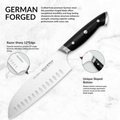 German steel Santoku Knife Velina Series blade detail