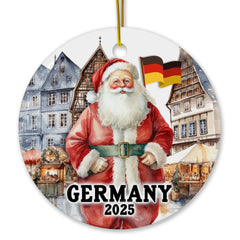 Germany Santa Christmas Market Ornament 3-inch ceramic front design