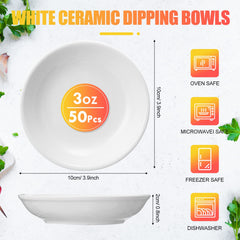 Gerrii 3oz round sauce dish for sauces and soy