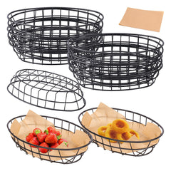 Geytetqi 13 pack black wire bread basket on countertop