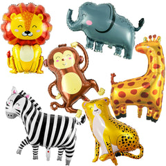 Giant safari animal balloons set with Lion Zebra Giraffe Monkey Elephant Leopard