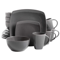Gibson Soho Lounge square 11-inch dinner plates grey