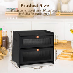 Gifhomfix double layer wooden breadbox bamboo construction