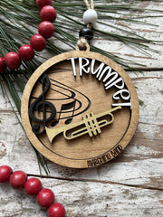 Gift for band director ornament with hanging twine and beads