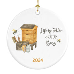 Gift for Bee Keeper ornament 2.75 inch round porcelain keepsake