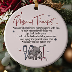 Red and gold ribbons with coordinating gift box included with ornament
