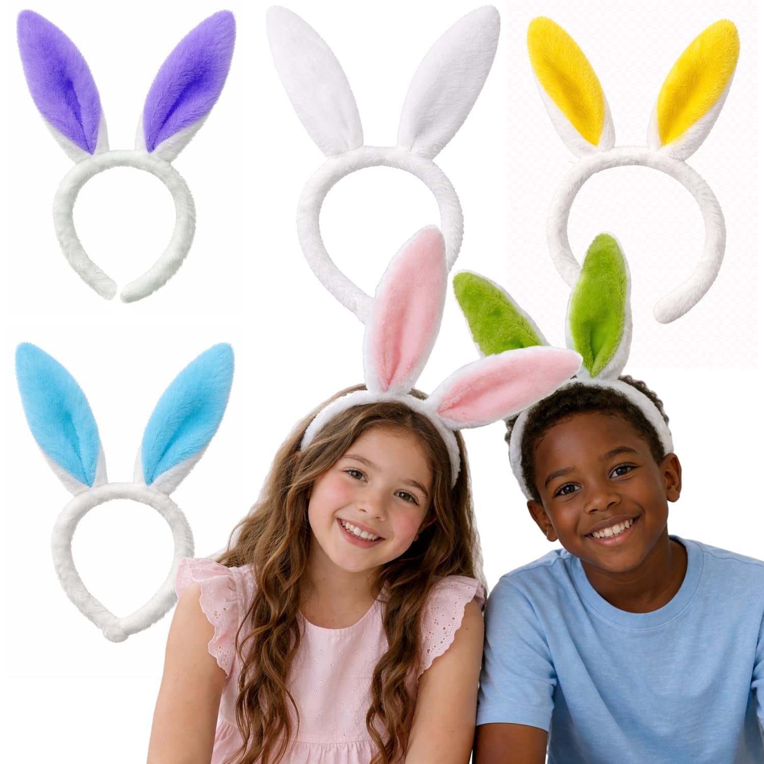 GiftExpress 6-pack bunny ear headbands assorted colors product image