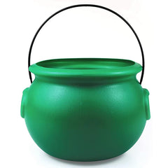 green plastic cauldron kettle 8 inch wide 6 inch tall