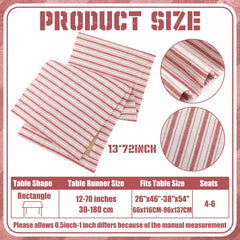 Red and white vintage dining table runner by Gilprop burlap backing