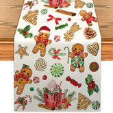 Gingerbread Christmas Table Runner on dining table