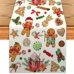 Gingerbread Christmas Table Runner on dining table