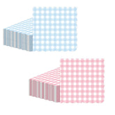 Gingham scalloped pink and blue plaid napkins 40PCS pack