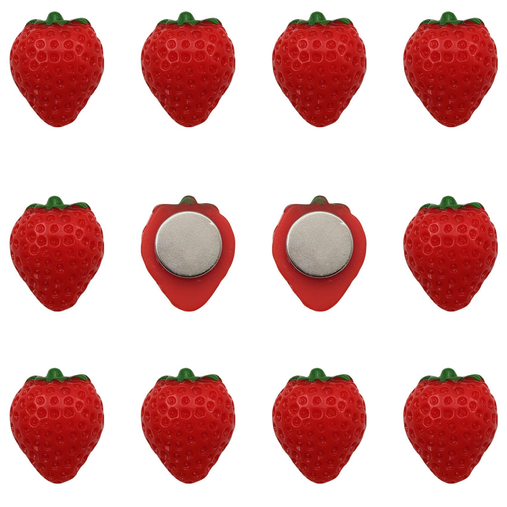 Ginyrerd 30 Pcs 3D Resin Strawberry Fridge Magnets front view