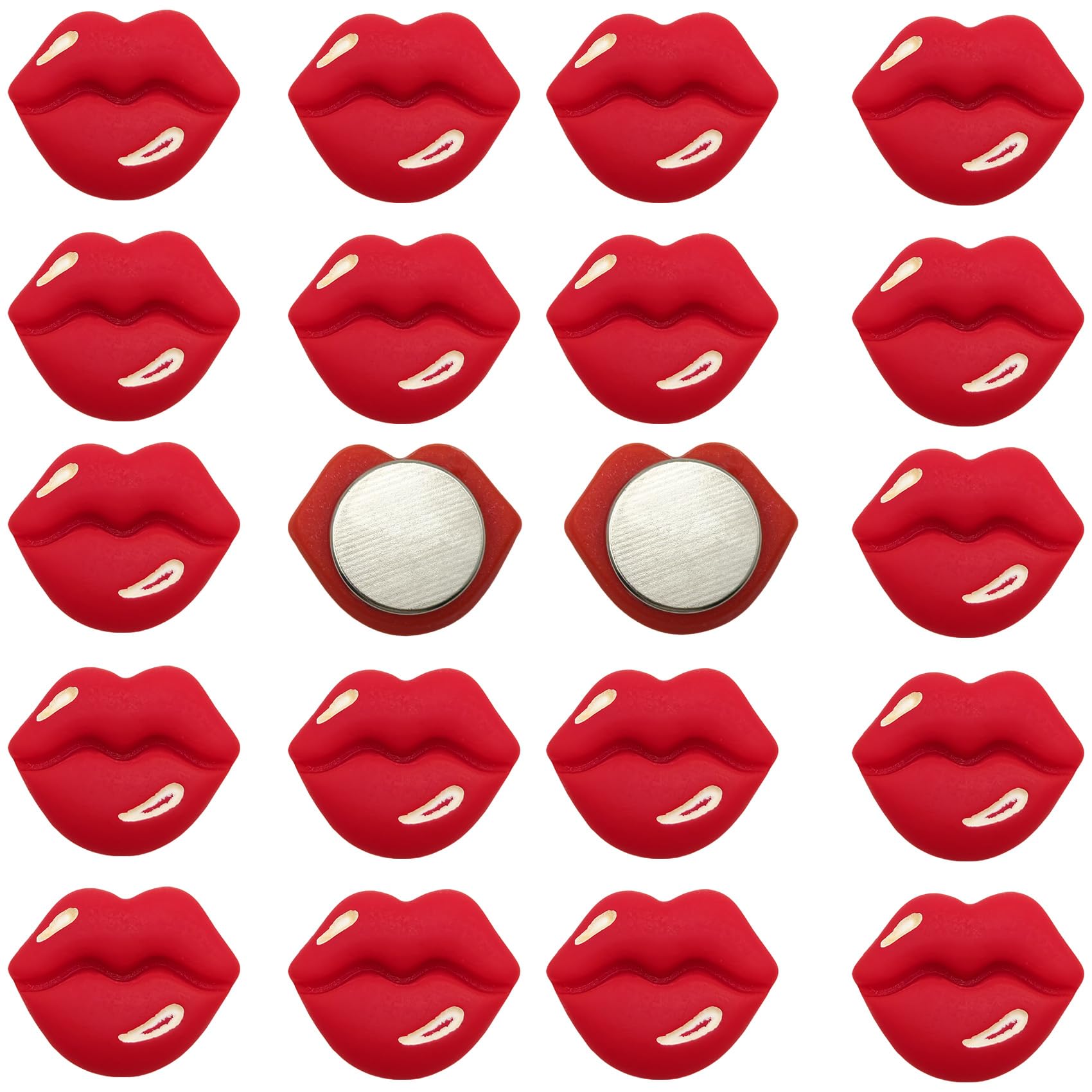 Ginyrerd red lips shaped refrigerator magnets on fridge