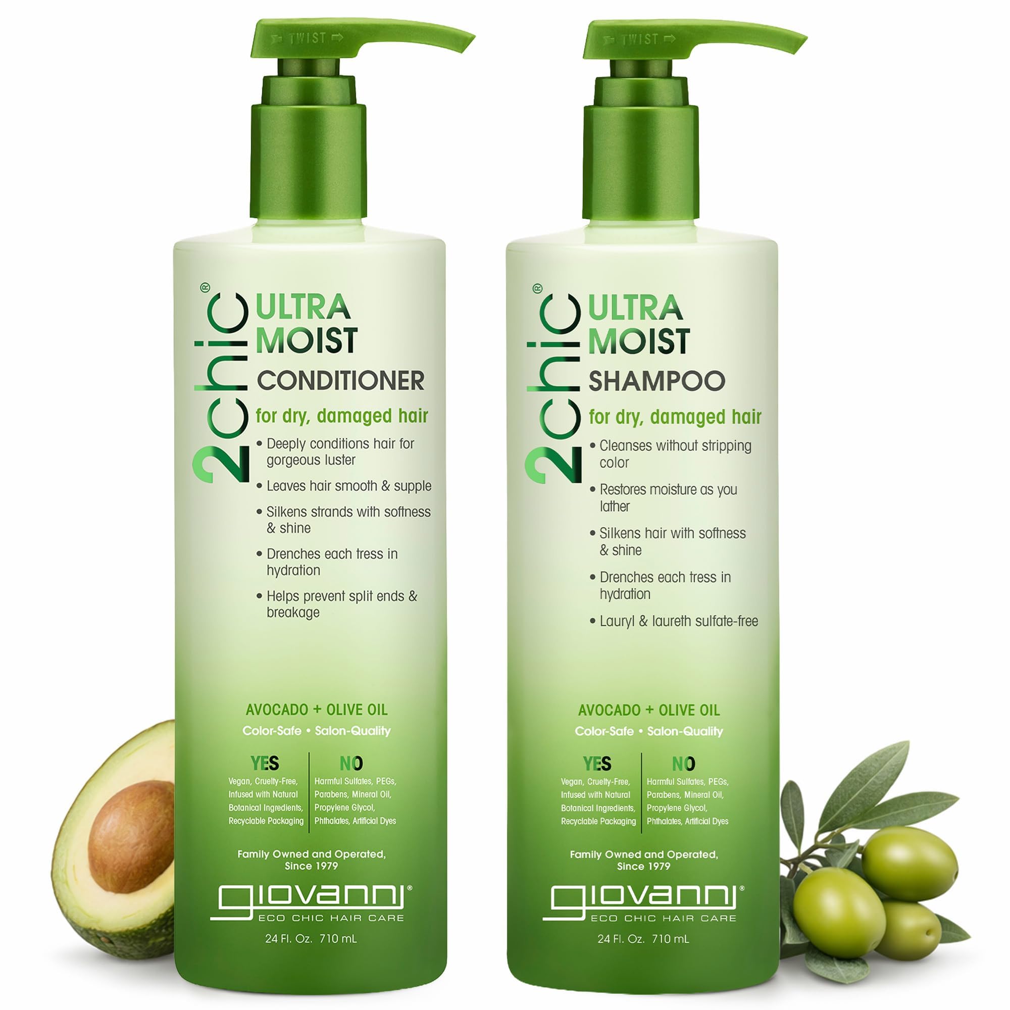 Giovanni 2Chic Ultra-Moist avocado olive oil shampoo bottle