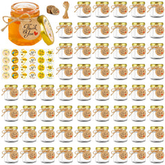 GIVAMEIHF mini glass honey jars 1.5oz hexagon with lids