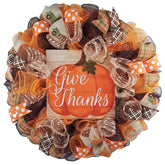 Give Thanks Wreath pumpkin front door 24 inches round