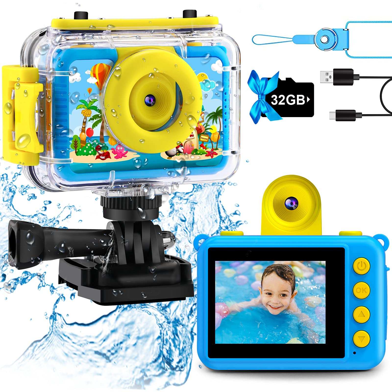 GKTZ kids waterproof underwater camera front view