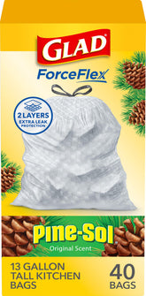 Glad ForceFlex Tall Kitchen Trash Bags 13 Gallon Pine-Sol Original