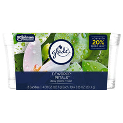 Glade 1-Wick Scented Candle Jar Dewdrop Petals packaging
