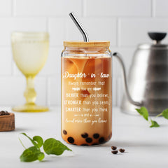 Daughter In Law Glass Cup Gift for Her 16oz glass bottle