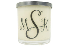 Hand poured scented handmade monogram candle