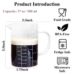 Measuring cup showing OZ Cup ML/CC scales on glass