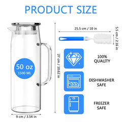 glass pitcher with lid 50oz close up