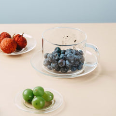 Round transparent glass saucer dish for teacup