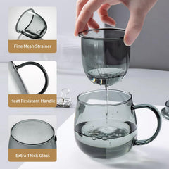 Single serve glass teacup with built in infuser