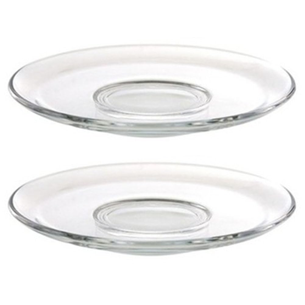 2Pcs glass teacup saucer 90mm diameter clear