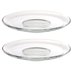 2Pcs glass teacup saucer 90mm diameter clear