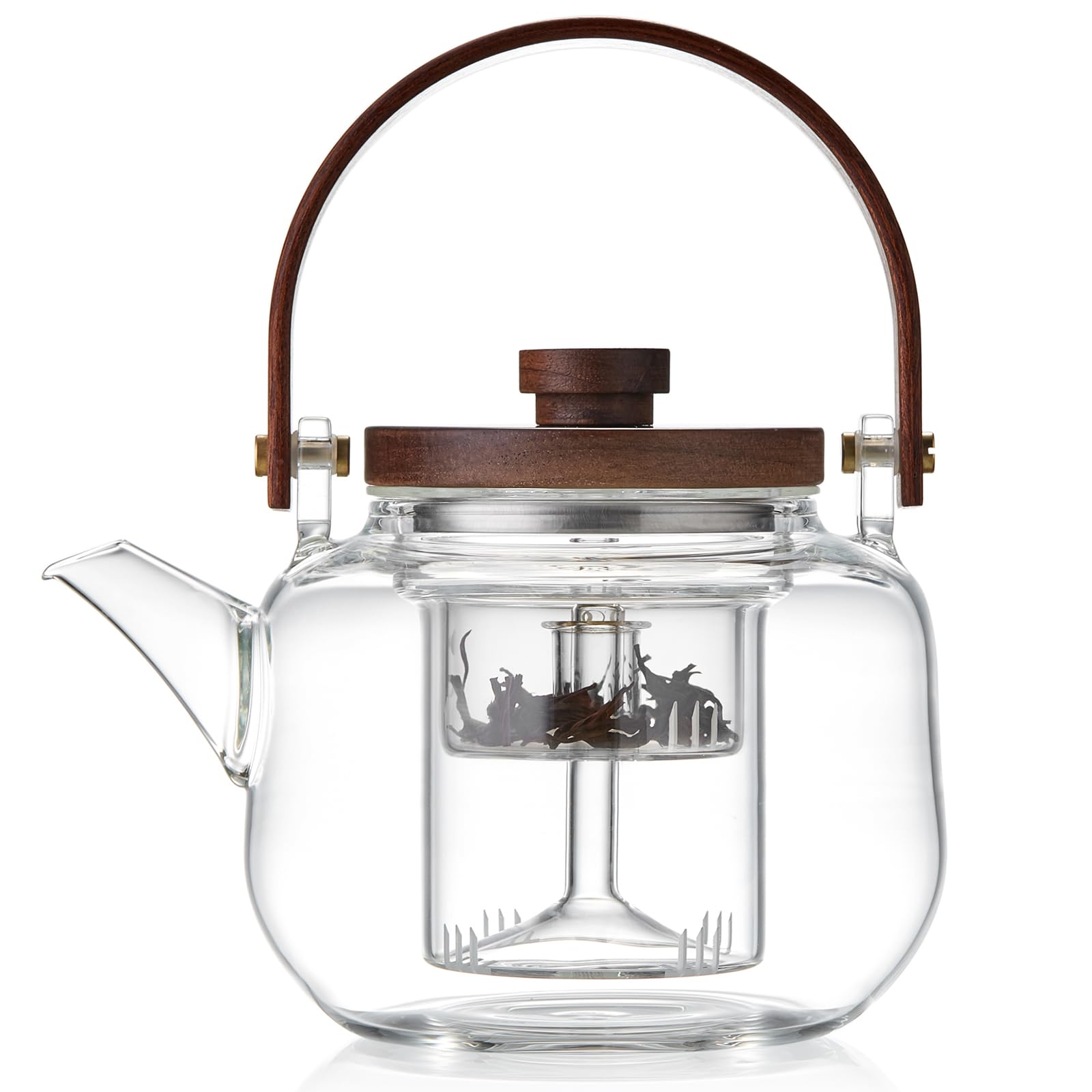 Glass teapot with infuser 1100ml on kitchen counter
