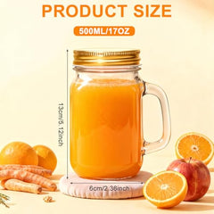 Glass tumbler 500ml with handle for beverages