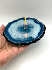 Glass Wick Holder for Teal Agate candle