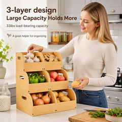 GLEAVI 3 tier slide-out vegetable basket in kitchen