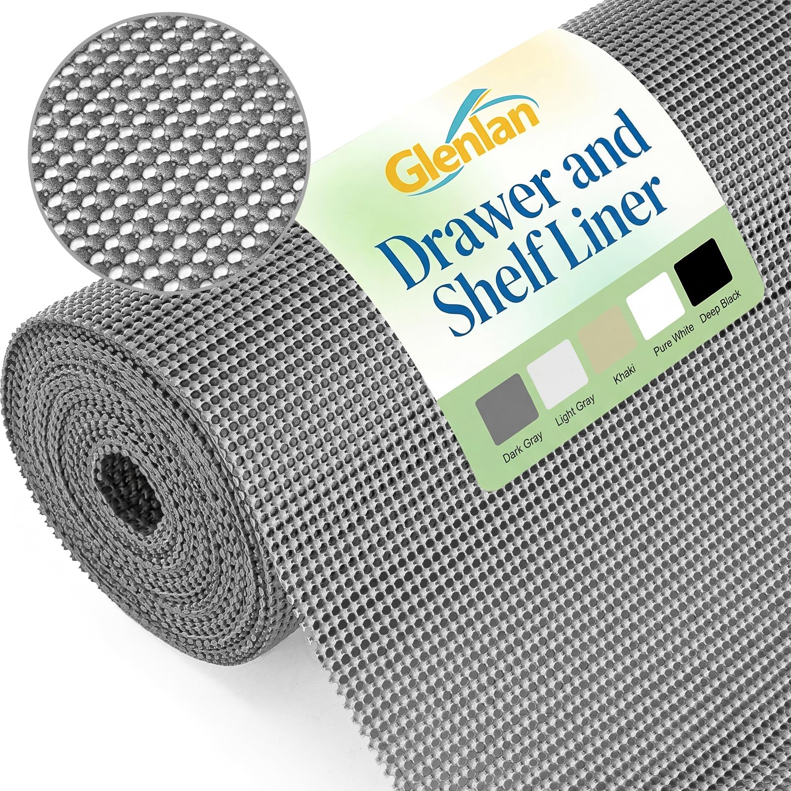 Glenlan Drawer and Shelf Liner dark gray 12x20 open grid