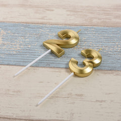 Glitter gold birthday candles suitable for 23rd birthday alt text