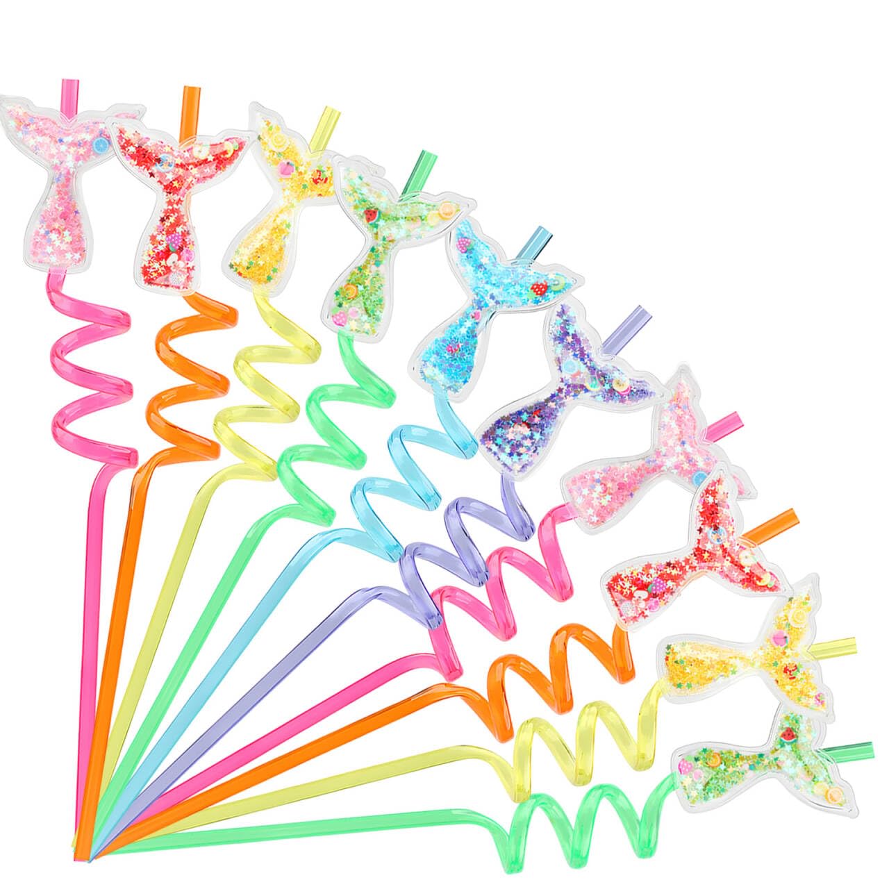 glitter mermaid party favors straw set 30pcs