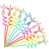 glitter mermaid party favors straw set 30pcs