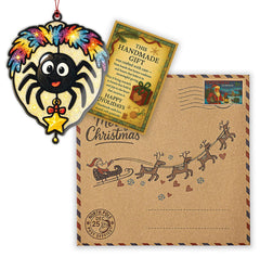Christmas Spider Ornament displayed in window with star accent