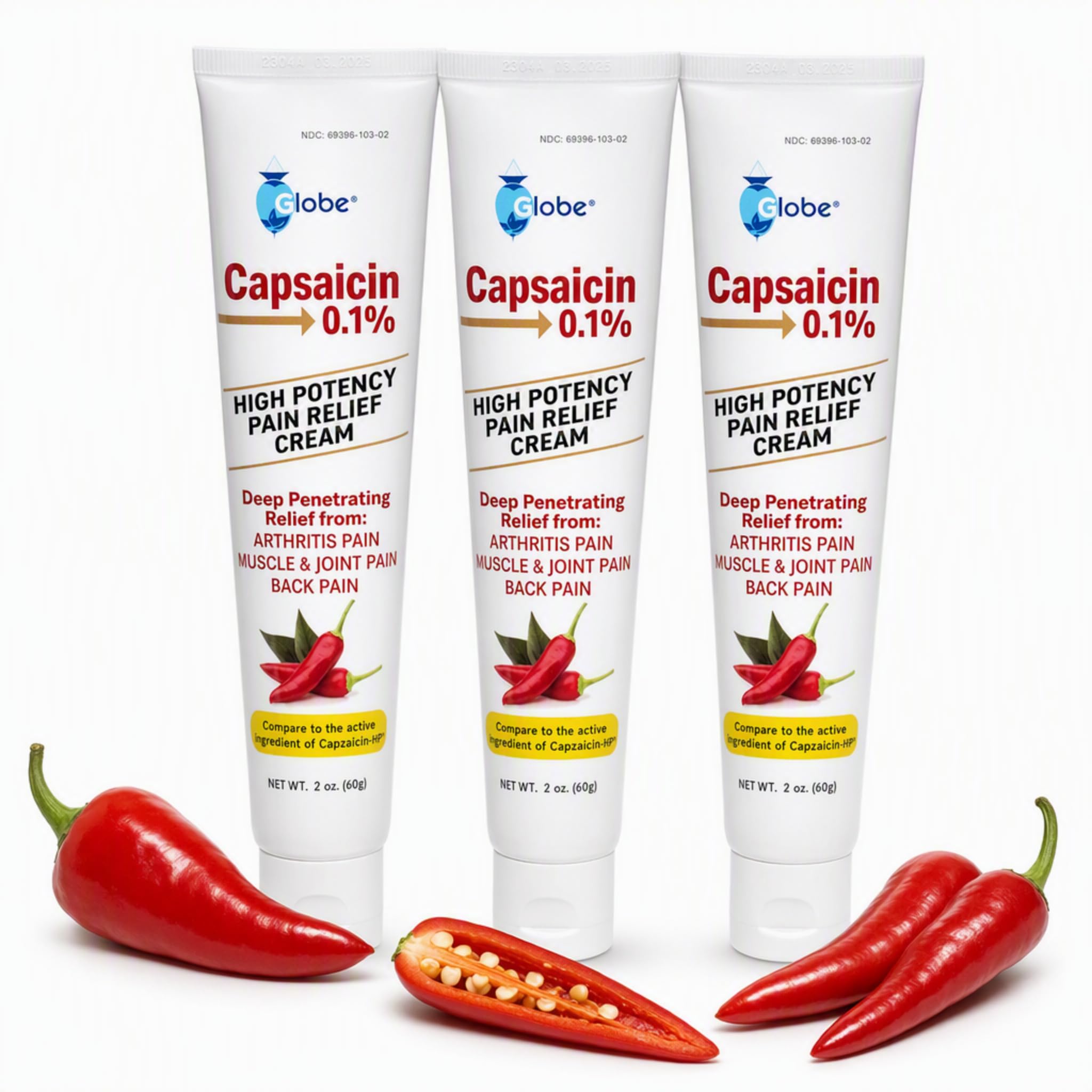 Globe Capsaicin 0.1% Pain Relief Cream 2oz tube
