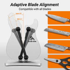 Close up of sharpening arms on GlobeHome knife sharpener