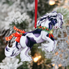 Ornament with red ribbon hanging for Christmas tree