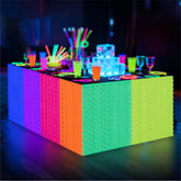 Glow in The Dark Party Supplies six colors four packs 12PCS neon tinsel fringe table skirts
