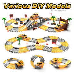 neon light up race cars with track pieces